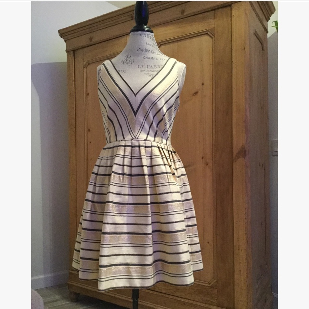 J. Crew metallic stripe dress